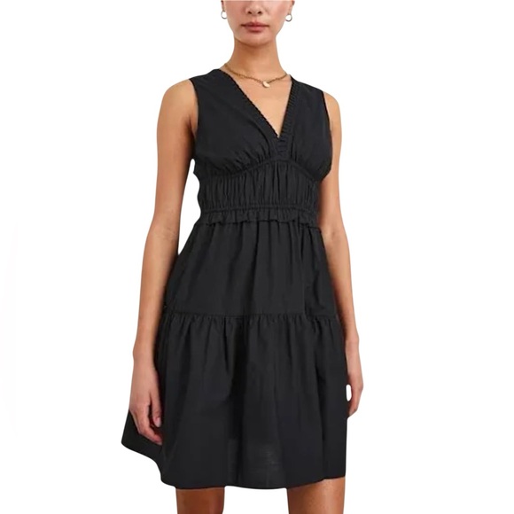 RAILS | NWOT TALULAH BLACK SLEEVELESS TIERED DRESS RUCHED | LARGE - Picture 2 of 13